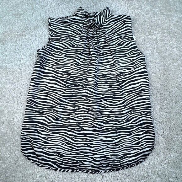MaxMara Adda Zebra Print Silk Sleeveless Blouse 6 NEW - Picture 2 of 12
